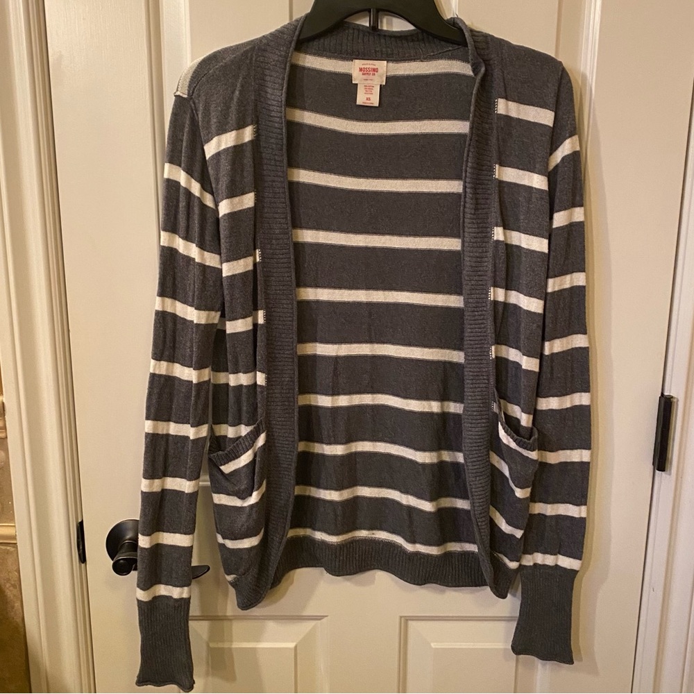 Gray Striped Cardigan